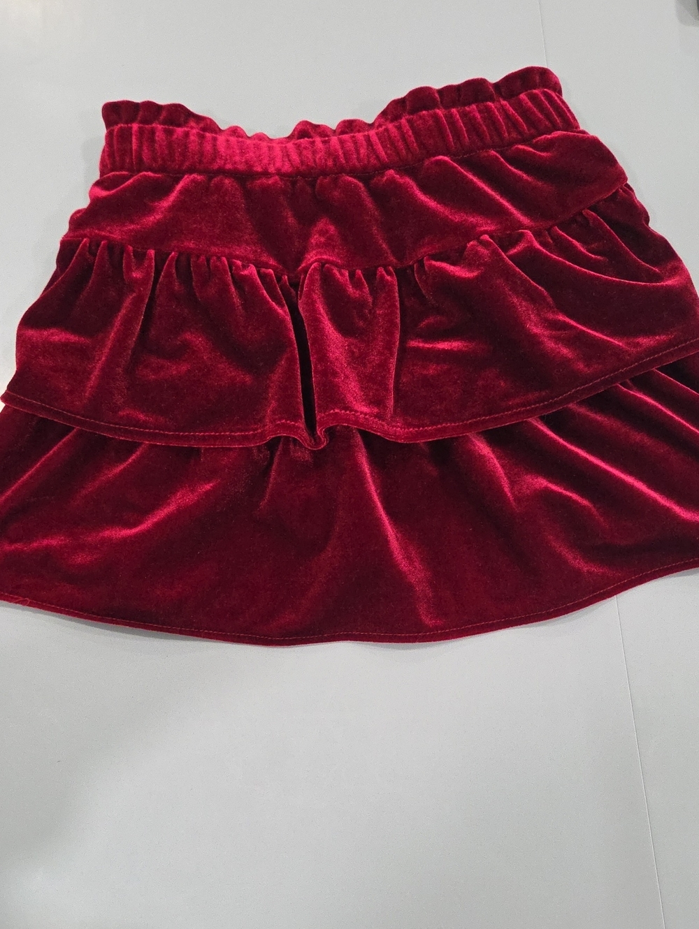 Badgley Mischka Red Velvet Tiered Skater Mini Skirt